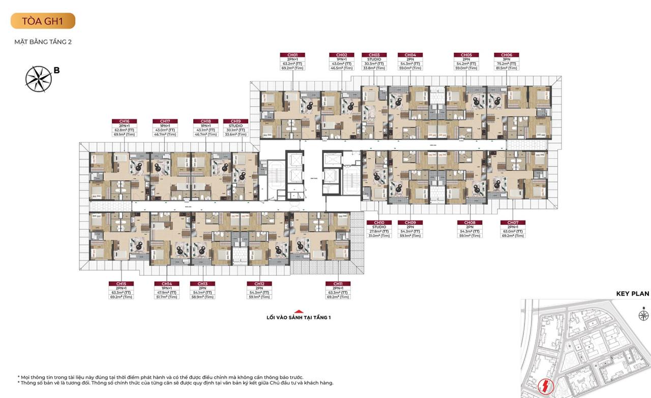 Mặt bằng tòa GH1 - tầng 2