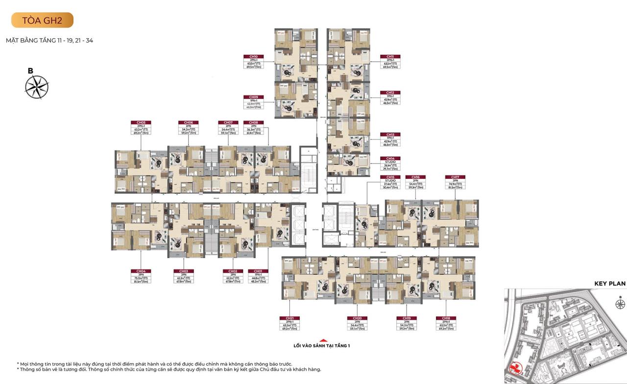 Mặt bằng tòa GH2 - tầng 11-34