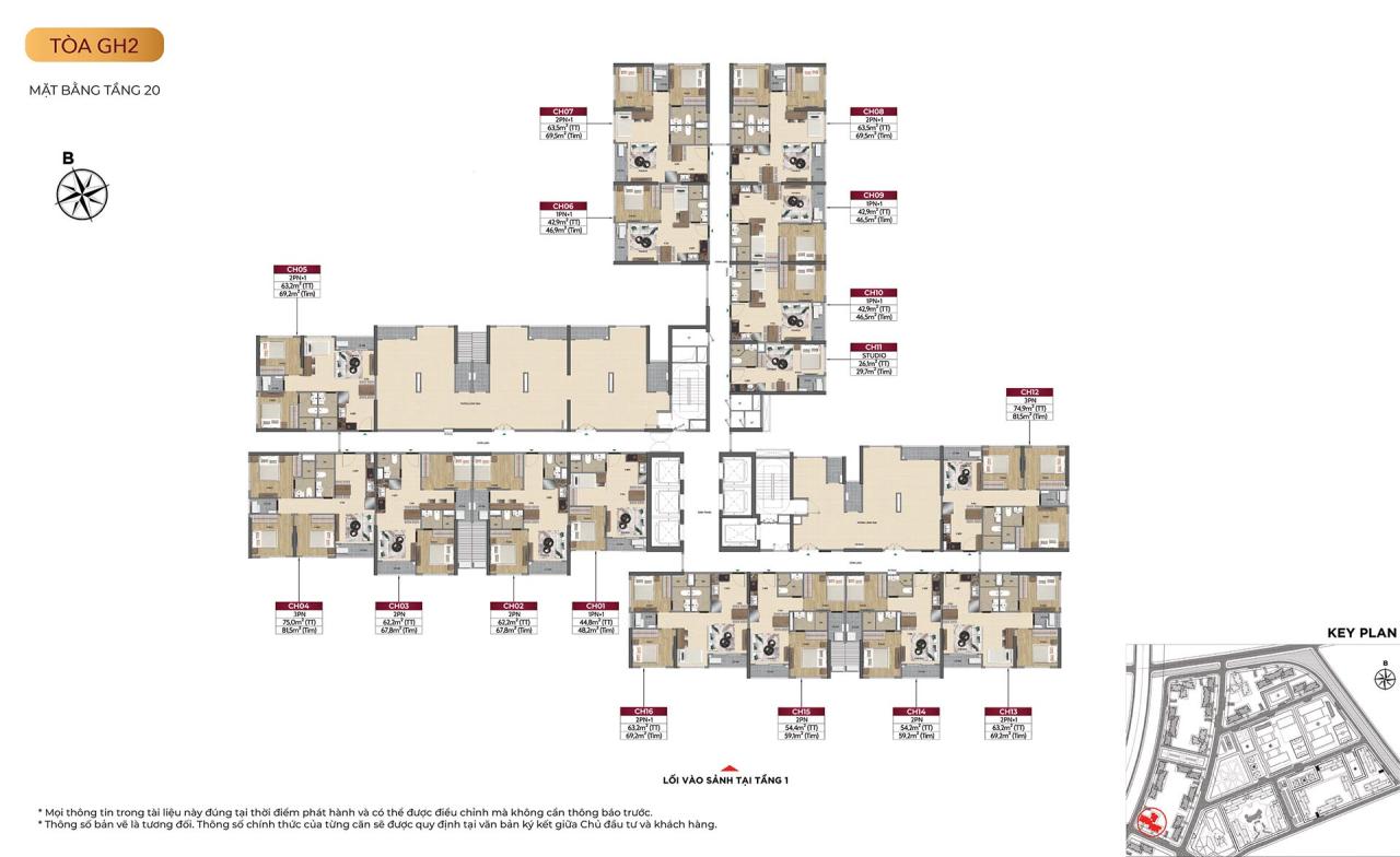 Mặt bằng tòa GH2 - tầng 20
