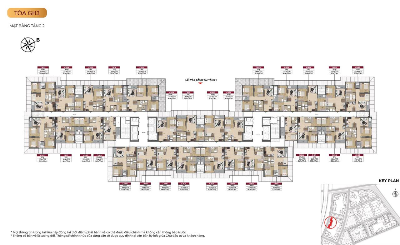 Mặt bằng tòa GH3 - tầng 2