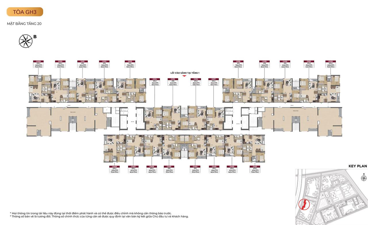 Mặt bằng tòa GH3 - tầng 20
