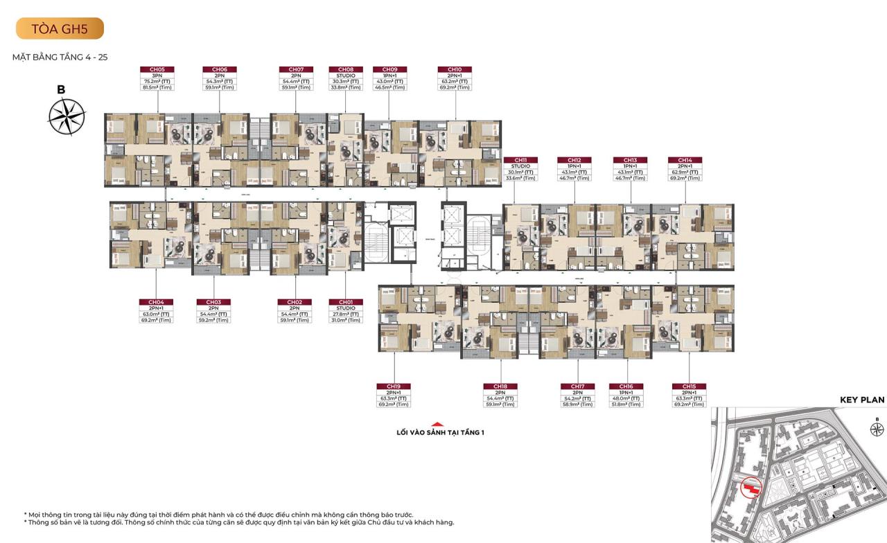 Mặt bằng tòa GH5 - tầng 4-25