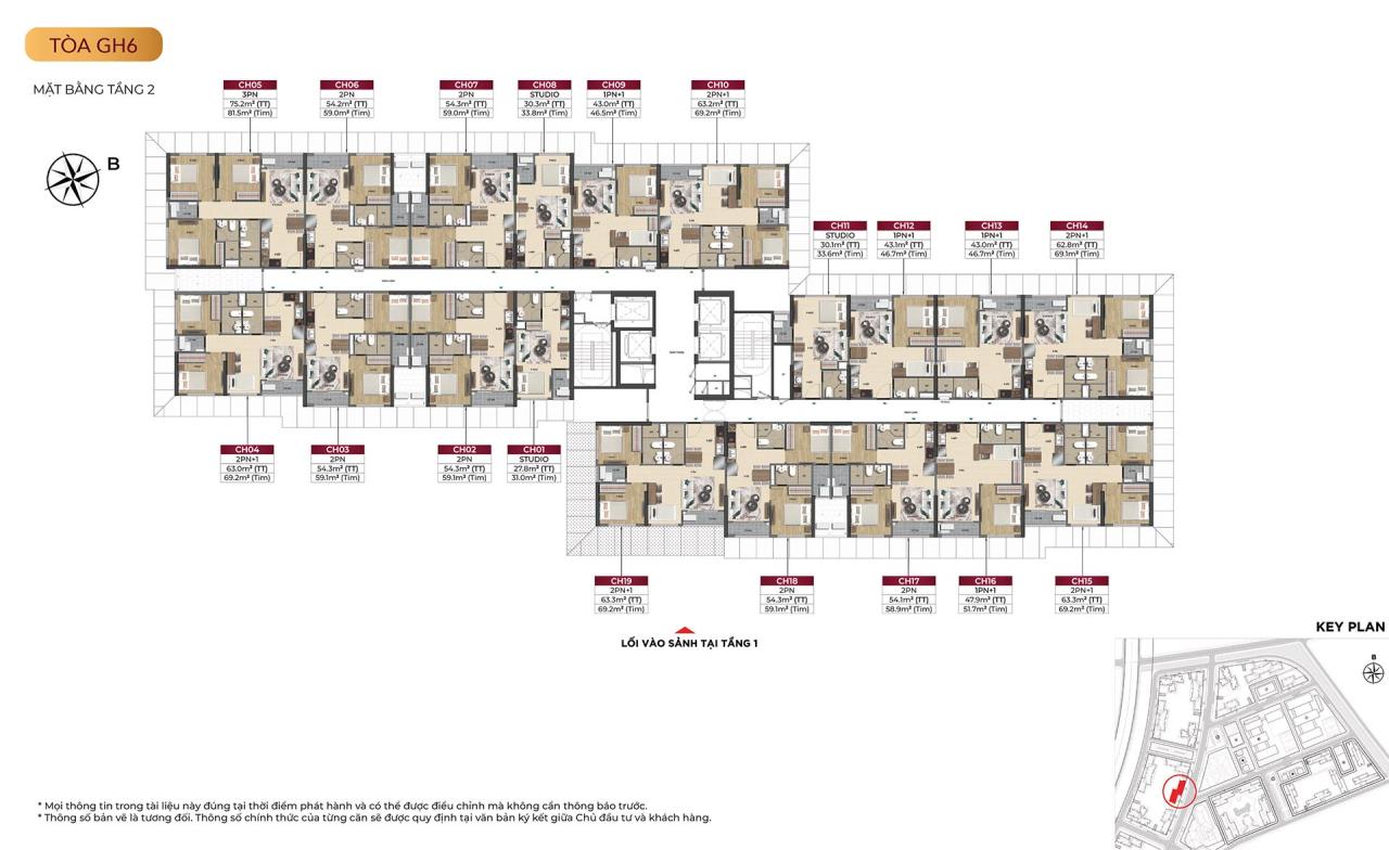 Mặt bằng tòa GH6 - tầng 2